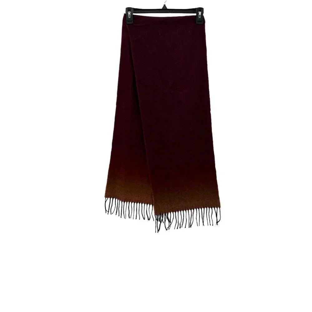 Cashmere Red/Orange Ombre Scarf Made in Scotland Scottish 100% Cashmere Unisex